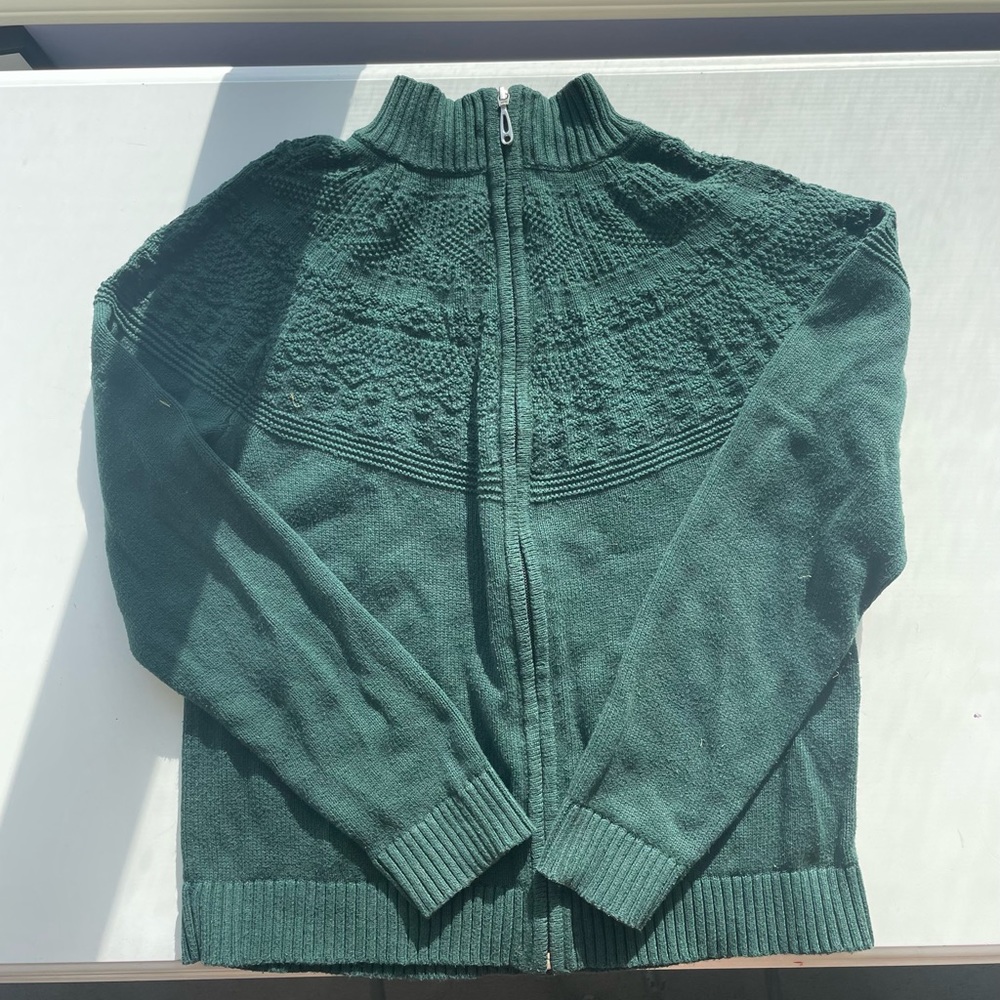 KNIT BOHO EARTHTONE GREEN ZIPUP SWEATER VINTAGE